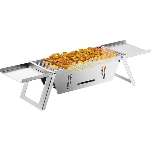GOTHICANA BY EMPFoyer En Acier Inoxydable, Barbecue Pliableavec Sac De Transport, Grille De Barbecue Pliable Foyer De Feu De Camp Portable Barbecue Au Charbon De Bois Relevable Pour Camping Pique-Niq