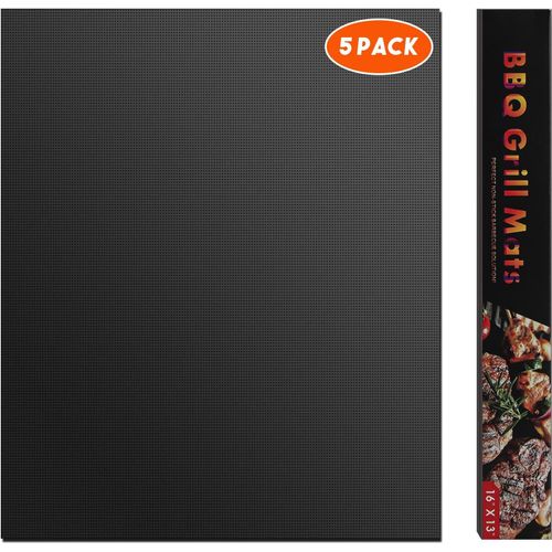 GOTHICANA BY EMPLot De 5 Tapis De Barbecue Réutilisables,40X33 Cm,Tapis De Cuisson En Téflon Antiadhésif Jusqu'À 260 °C,Sans Pfoa,Pour Barbecue À Gaz Et Charbon De Bois Pour Plaque De Cuisson (225)