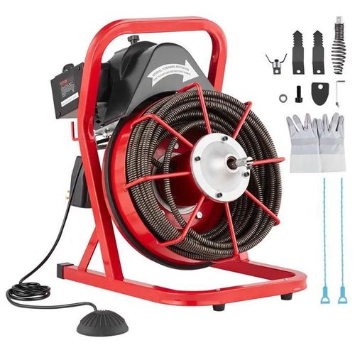 Machine de Déboucheur Canalisation-VEVOR-75FT x 1/2 Pouces-Tarière d'égout à Alimentation Manuelle-pour Tuyaux de 2" à 4