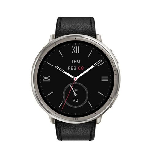 Amazfit Smartwatch Active 2 Round Pe 1.32', 5atm, Nfc, Black Leather Premium + Red Sport Silicone
