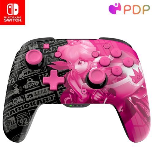 Pdp - Manette Sans Fil Glow Pour Nintendo Switch Et Switch Oled - Grand Prix Peach - Noir Et Rose