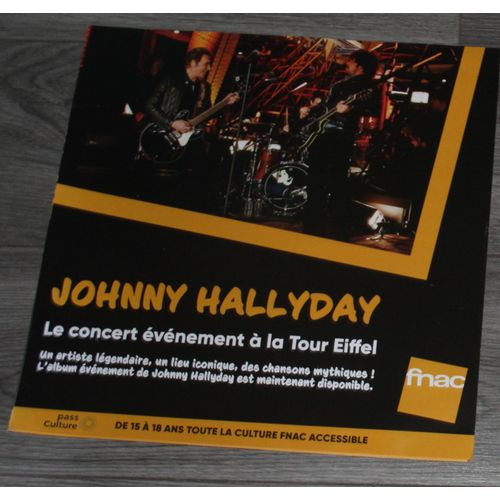 Rare Plv Souple 30x30cm Johnny Hallyday Le Concert Événement À La Tour Eiffel / Magasins Fnac