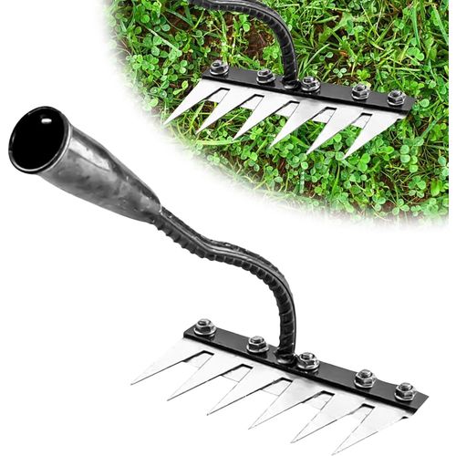 Râteau de Désherbage Multifonction en Métal - AQSACOKIYA - Râteau De Jardin 6 Dents Très Résistant