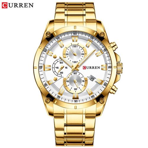Montre Curren 8360  Homme En Acier A Quartz Étanche- Montre Bracelet Luxe.. Gold