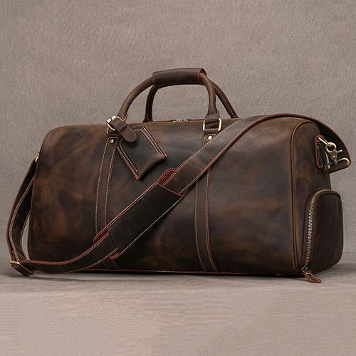 Sacs de voyage en peau de vache naturelle,sac de nuit imperméable en cuir pour hommes,sac à main pour bagages d'avion,sac de week-end pour hommes d'affaires 55cm