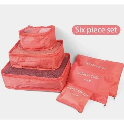 Sacs de voyage pour bagages,6 pièces,sac de rangement pour sous-vêtements et chaussures,pochette de valise en tissu imperméable Oxford,organisateur Cube rouge pour vêtements