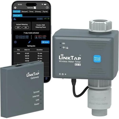 Programmateur d¿Arrosage Intelligent - Appli FR, Météo, Alertes Erreurs, Longue Portée, 2 Ans Autonomie, IP66