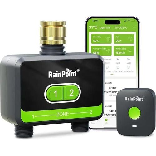 Programmateur Arrosage WiFi 2 Sorties, entrée en Laiton, minuterie d'arrosage Automatique de Jardin