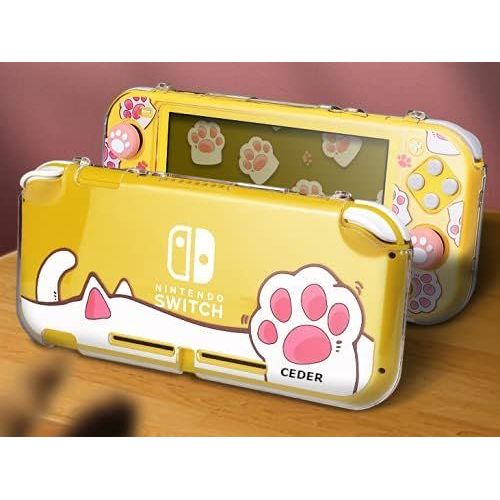 Gothicana By Empcoque De Protection Anti-Rayures Rigide Transparente Pc Etuis Antichoc Shell Accessoires And Joycon Controller Verre Trempé Cover Chat Cat Rose Compatible Avec La Nintendo Switch Lite