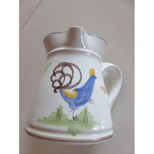 Pichet En Céramique Motif Coq Et Papillons