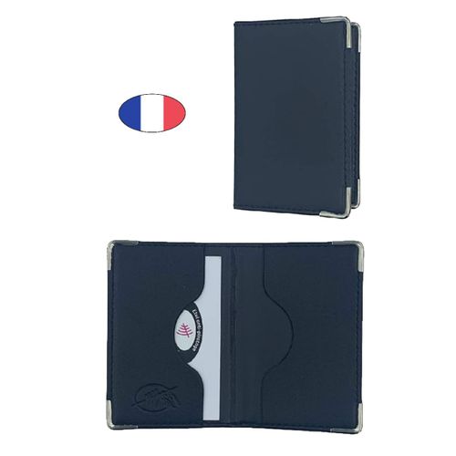 Etui anti-piratage 2 cartes bancaire - Noir - simili cuir - Fabriqué en France - Porte CB anti RFID