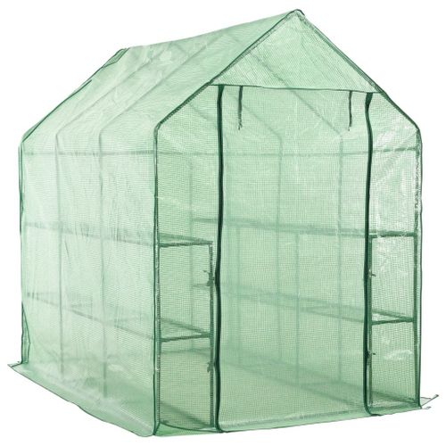Serre Tente Abri Plante Fleur Légumes De Plain-Pied Avec 12 Étagères Acier 143 X 214 X 196 Cm Vert Helloshop26 02_0044655