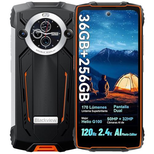 Blackview BV8200 Téléphone portable Incassable Double écran 6.5" 36Go+256Go/2To Smartphone Android 14 50MP 8800mAh(45W) NFC - Orange