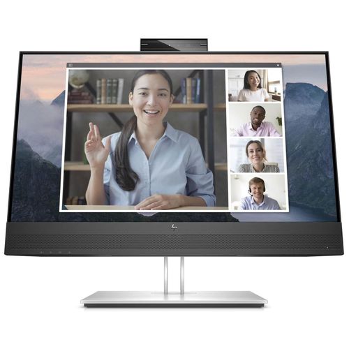 HP E24mv G4 Conferencing Monitor - E-Series - écran LED - 23.8" - 1920 x 1080 Full HD (1080p) @ 60 Hz - IPS - 250 cd/m² - 1000:1 - 5 ms - HDMI, VGA, DisplayPort - haut-parleurs - argent, tête...