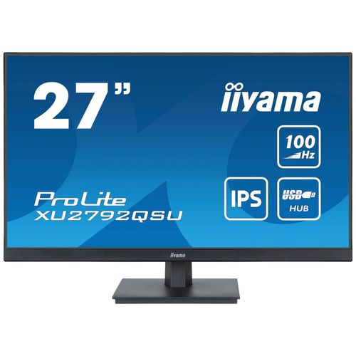 iiyama ProLite XU2792QSU-B6 - Écran LED - 27" - 2560 x 1440 WQHD @ 100 Hz - IPS - 250 cd/m² - 1300:1 - 0.4 ms - HDMI, DisplayPort - haut-parleurs - noir mat