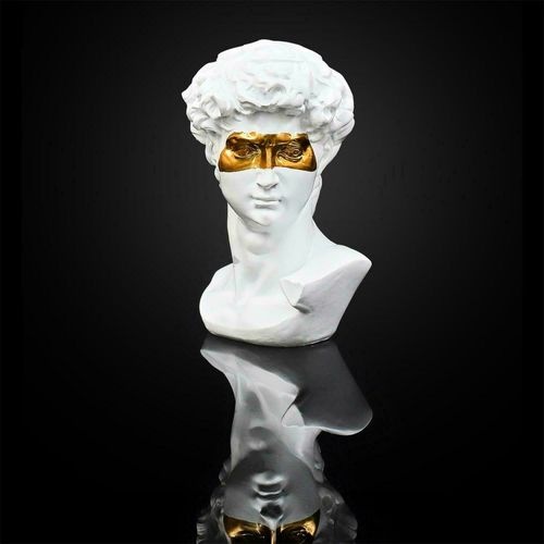 Statue David avec masque doré collection DAVID blanc et doré