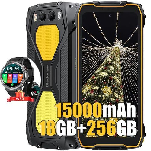 Blackview Bv7300 Smartphone Robuste 6.67" 256go 50mp 15000mah Orange Avec Smartwatch Blackview W50