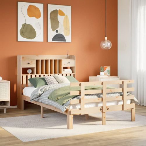 Vidaxl Lit Bibliothèque Sans Matelas 135x190 Cm Bois De Pin Massif