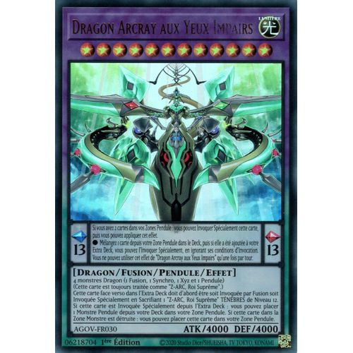 Yu Gi Oh ! Dragon Arcray Aux Yeux Impairs Agov-Fr030 Ultra Rare En Français
