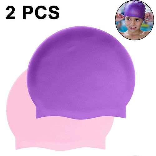 Bonnets De Bain En Silicone Imperméables - Bonnet De Bain Pour Cheveux Longs Pour Femmes Et Hommes (Paquet De 2) 
