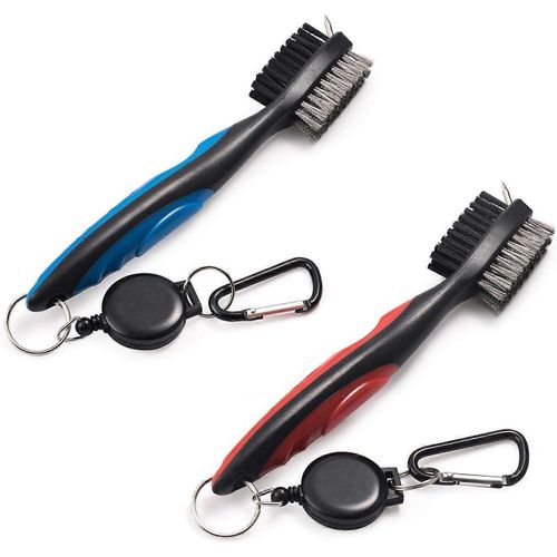 Golf Club Brush Groove Cleaner With Retractable Zip-Line And Aluminum Carabiner - Premium Cleaning Tools For Golf Clubs