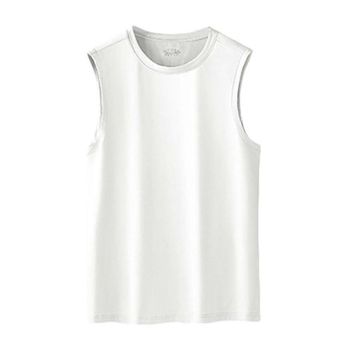 Chemises De Sport D'Entraînement Sans Manches Pour Hommes Débardeurs De Course T-Shirts Musculaires Doux Et Respirants, Blanc