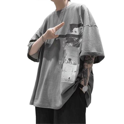 Gris Foncé Xxl Hommes Demi-Manches T Shirt Unique Imprimer À La Mode Confortable Ergonomique Décontracté Lâche Pour L¿Été
