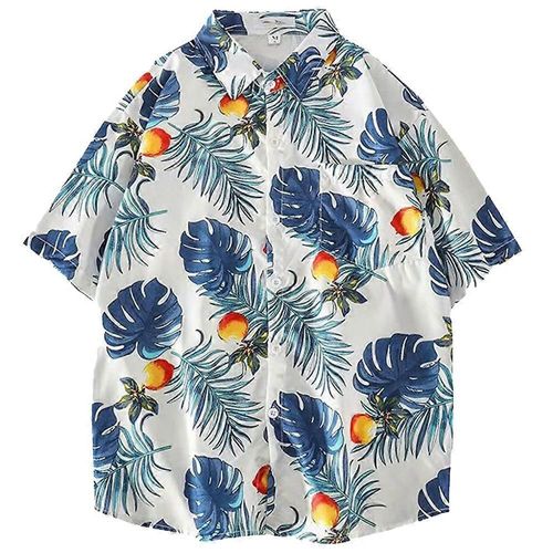 Chemise Décontractée À Manches Courtes Régulières Pour Hommes, Chemises Vintage Imprimées Chemise De Plage Haut D¿Été