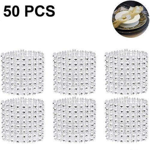 Ronds de serviette, ronds de serviette en strass Parure de diamant pour les couverts, les réceptions de mariage, les dîners ou les fêtes de fin d¿année, les réunions de famille