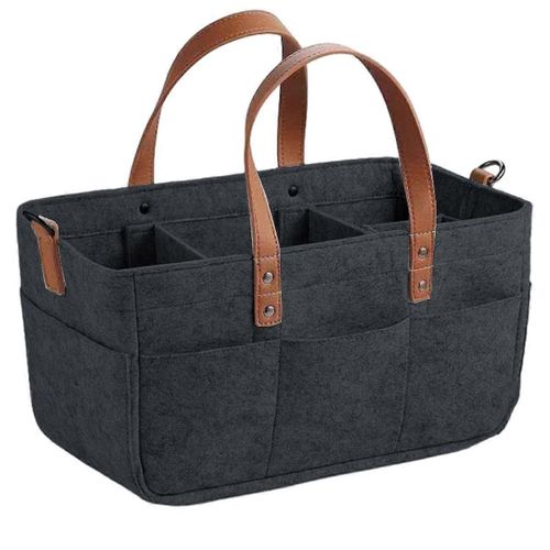 Sac À Main En Feutre Plusieurs Grilles Sac À Langer Sac À Langer Panier De Rangement Pour Bébé Panier De Transport Pour Voyage Gris Foncé 33x15x18cm