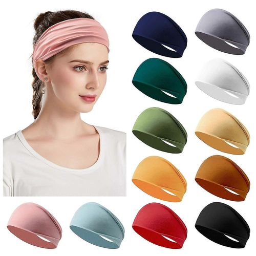 12 Pack Women'S Headbands - Elastic Hair Bands For Workout And Yoga