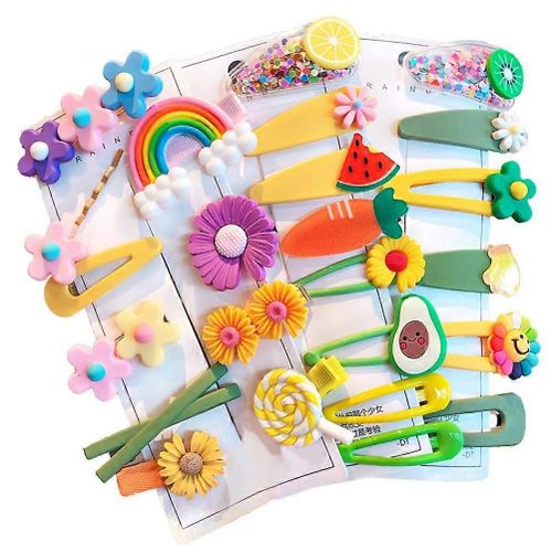 Baby Girls Hair Clips - Cute Hair Accessories With Colorful Rainbow Patterns - Assorted Styles Pack