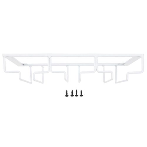 Verre À Vin Rack Sous Armoire Verres À Pied Support De Rangement Cintre En Métal Organisateur Pour Bar Cuisine3 Fente 30x22.5cm Blanc
