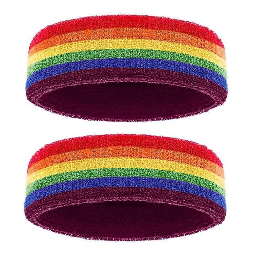 Rainbow Headband For Men'S And Women'S Sports Running Fitness - Cotton Sweat-Absorbing