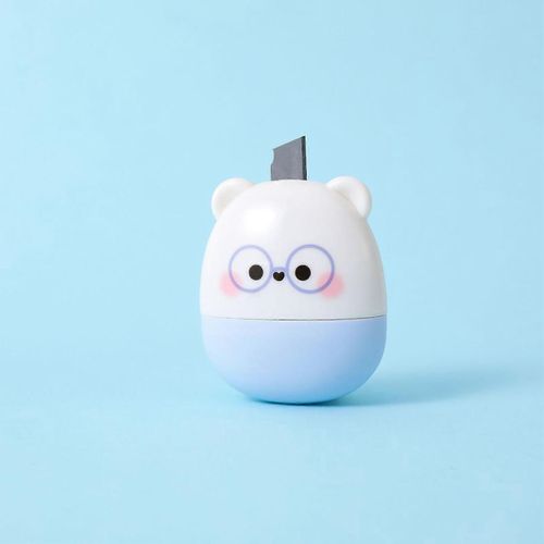 Tampon À Rouleau Confidentiel Forme D¿Ours Mignon Boucle À Haute Dureté Conception Fixe Identité Protection Tampon À Rouleau Bleu