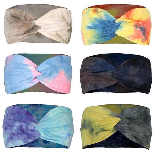 6 Pieces Tie Dye Knotted Headband For Girls Headbands Stretch Headbands, Elastic Washing Face Hair Bands For Girls Tie Dye Head Band Hair Accessories