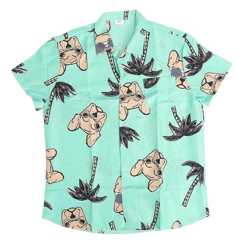 Hommes Chemise À Manches Courtes Noix De Coco Impression Col Rabattu Col Bouton Fermeture Décontracté Blouse