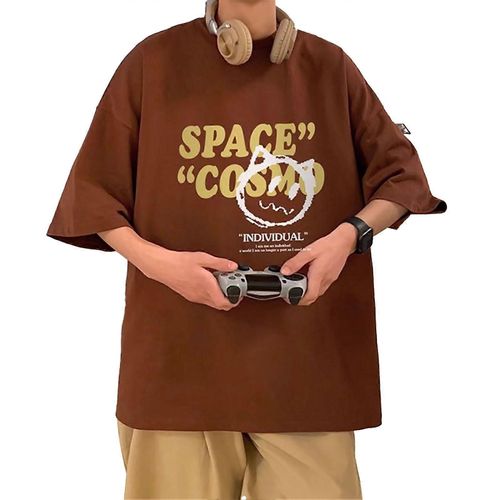 Café L Hommes Manches Courtes T Shirt Vintage Lettre Impression Ample Hip Hop Streetwear Top Pour Un Usage Quotidien
