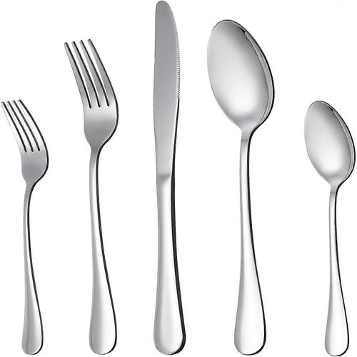 Ensemble De Couverts De 20 Pièces En Argenterie, Ustensiles En Acier Inoxydable, Service Pour 4, Y Compris Couteau, Fourchette, Cuillère, Poli Miroir, Lavable Au Lave-Vaisselle