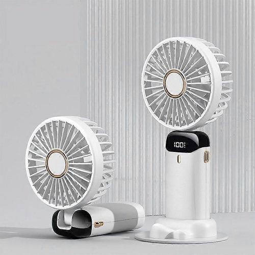 Ventilateur Portable Mini Ventilateur USB Rechargeable 5 en 1, Petit Ventilateur de Poche Ventilateur Main Silencieux 5 Vitessesblanc