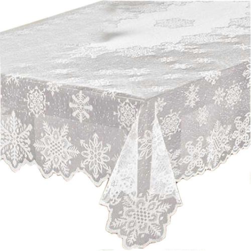 Nappe De Noël Dentelle De Flocon De Neige Blanc Nappes De Banquet Nappes De Table Pour Décorations De Table Rondes
