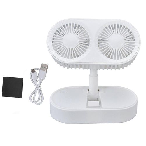 Ventilateur double de bureau double moteur 135 angle réglable Ventilateur à main réglable à trois niveaux Ventilateur de fonctionnement silencieux réglable pour bureauBlanc
