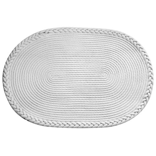 Tapis De Chambre À Coucher Tissé À La Main Tapis De Chevet Étude Salon Tapis Ovale Tapis De Sol De Couleur Pure Blanc