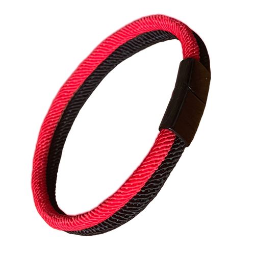 Zense - Bracelet Homme Cordes Noires Et Rouges Avec Fermeture Magnétique Zb0395