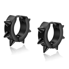 Zense - Boucles D'oreilles Noires Avec Des Pics Punk Et Gothique Ze0074