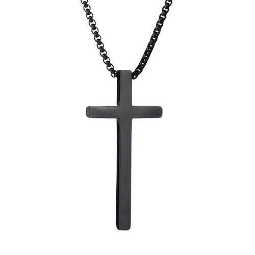 Zense - Collier Homme Avec Pendentif Croix Gothique Noire Zp0258