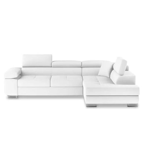Canapé D'angle Droit Convertible Marius Simili Blanc