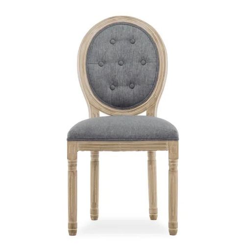 Lot De 6 Chaises Médaillon Capitonnées Louis Xvi Tissu Gris