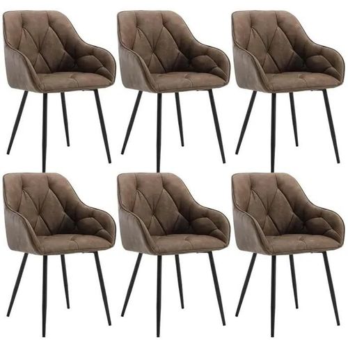 Chaises De Salle À Manger - Woltu - Lot De 6 - Marron Foncé - Simili Cuir - Pieds En Métal