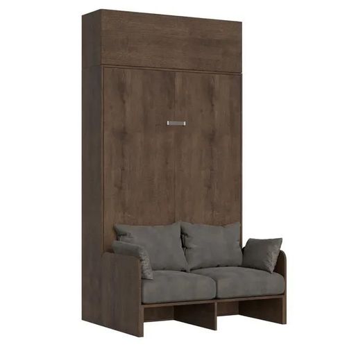 Armoire Lit Escamotable Vertical 140 Kentaro Sofa Avec Èlèment Haut Noyer